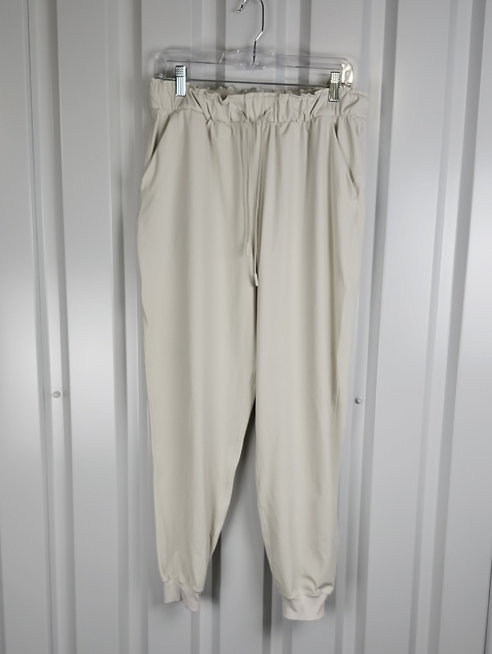 Lululemon Stretch High Rise Jogger Casual Elastic Waist Full Length Bone Sz 10